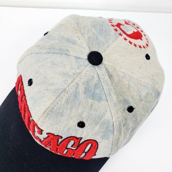 Chicago MU:KA Embroidered Distressed Acid Wash Snapback Cap Hat MUKA EUC - Picture 9 of 12